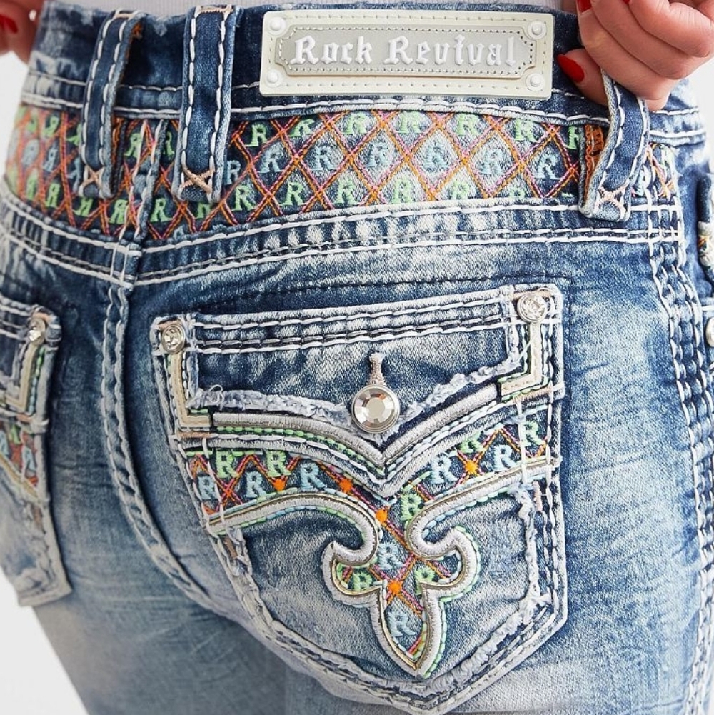 ❤️ROCK REVIVAL❤️ ROSEWOOD MS212 EMBROIDERED MID-RISE SKINNY STRETCH JEANS 29